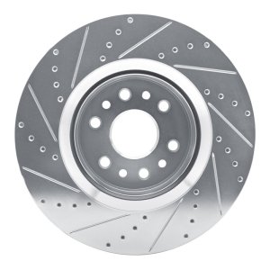 Jeep Grand Wagoneer Brake Rotor (1) - Front Right - R1 Concepts - Drilled & Slotted - Silver - `21-`25